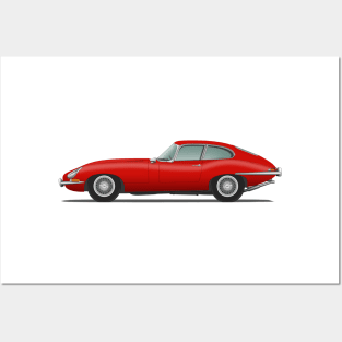 E Type Series 1 Coupe Carmen Red Posters and Art